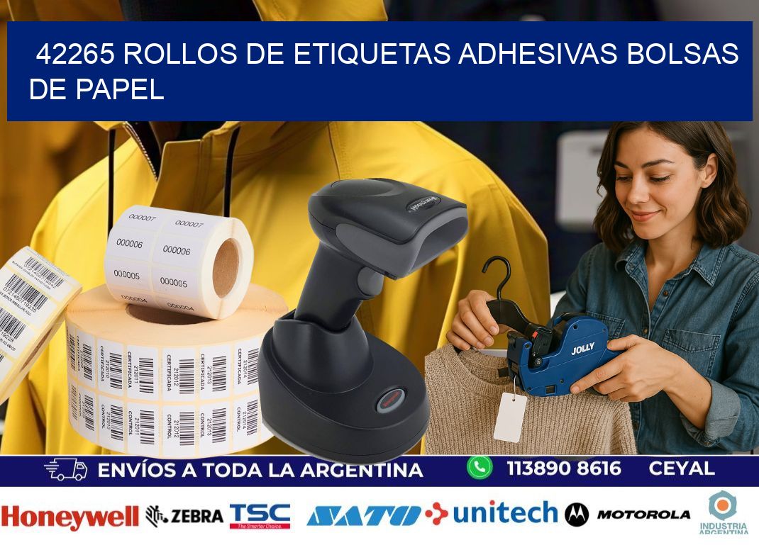 42265 rollos de etiquetas adhesivas bolsas de papel