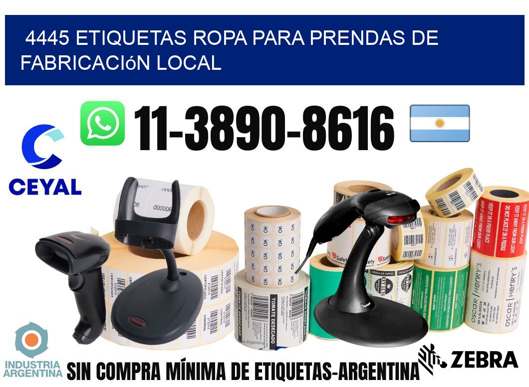 4445 Etiquetas ropa para prendas de fabricación local