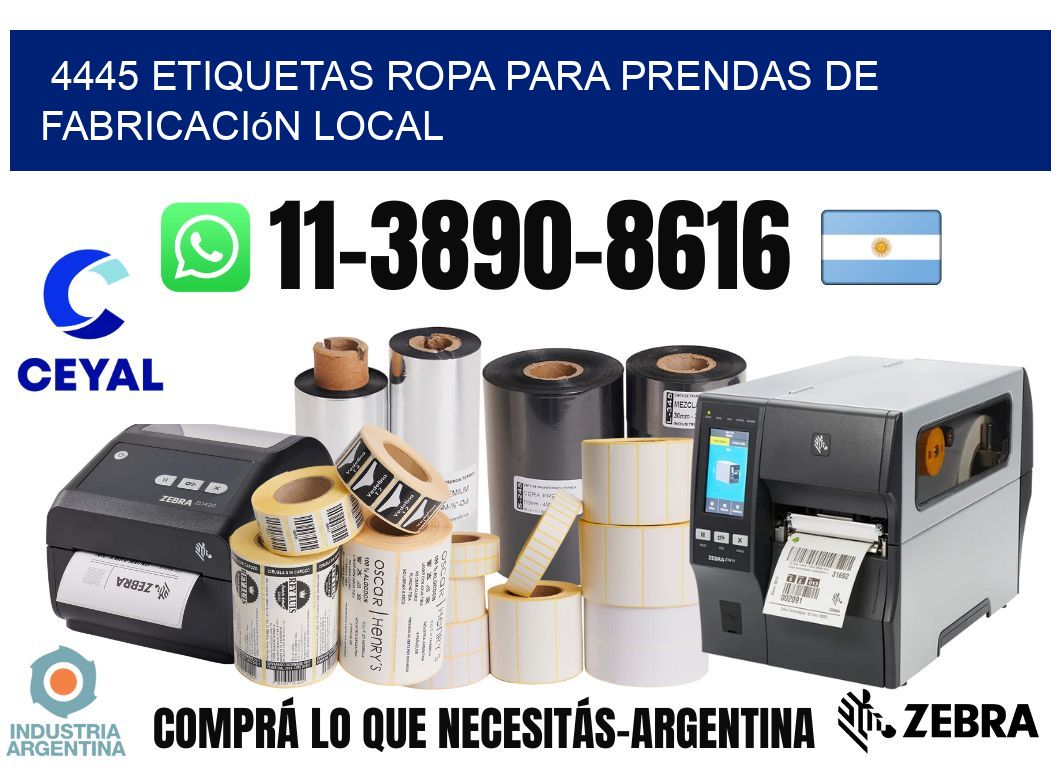 4445 Etiquetas ropa para prendas de fabricación local