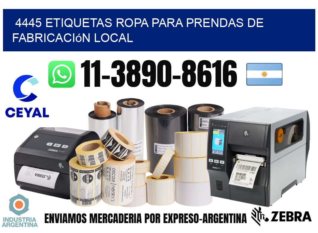 4445 Etiquetas ropa para prendas de fabricación local