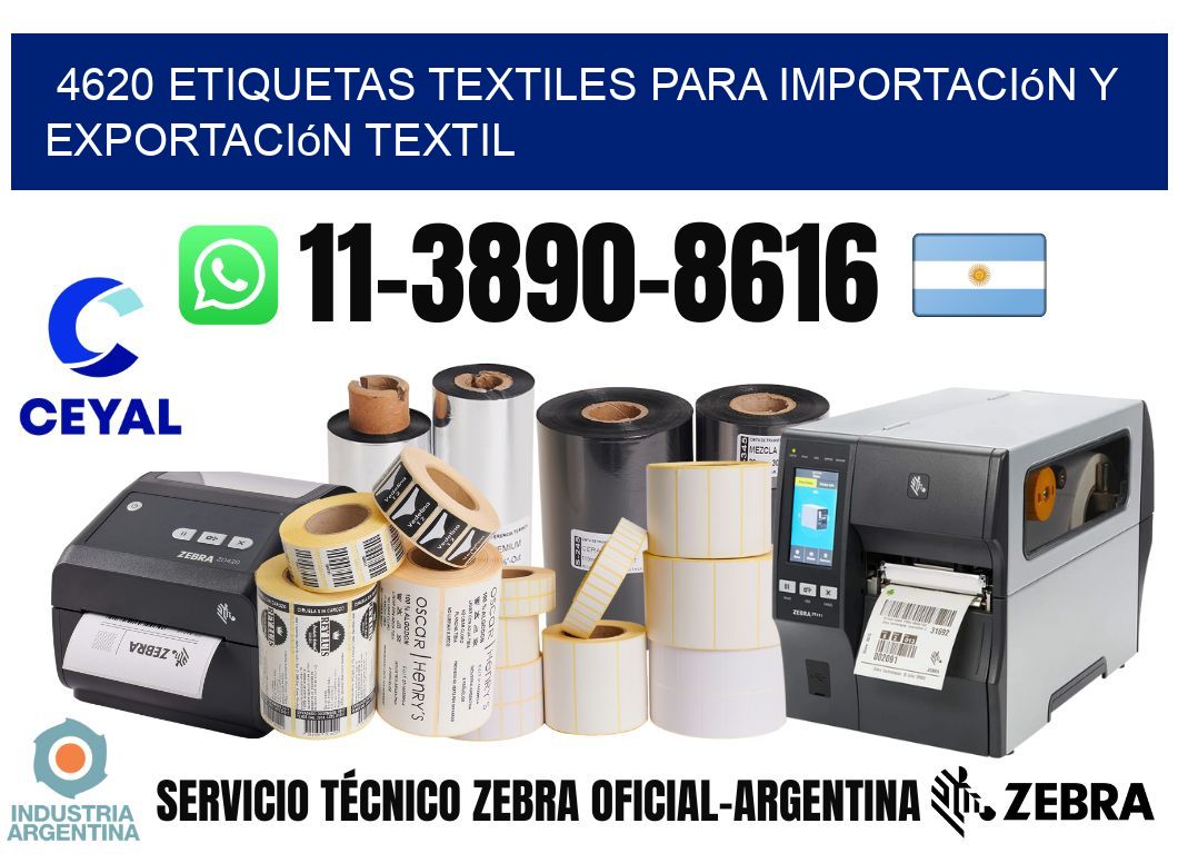 4620 Etiquetas textiles para importación y exportación textil
