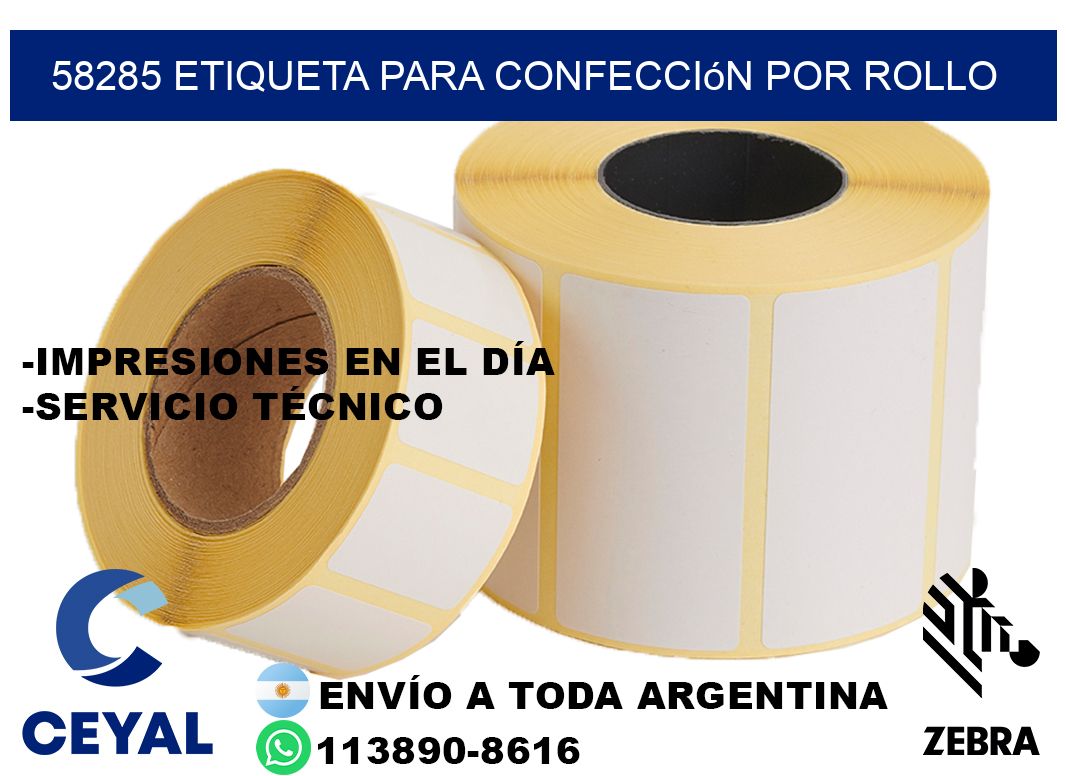 58285 etiqueta para confección por rollo