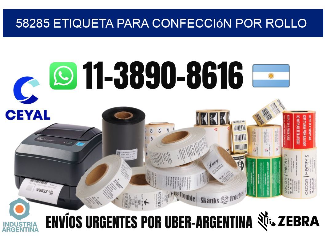 58285 etiqueta para confección por rollo