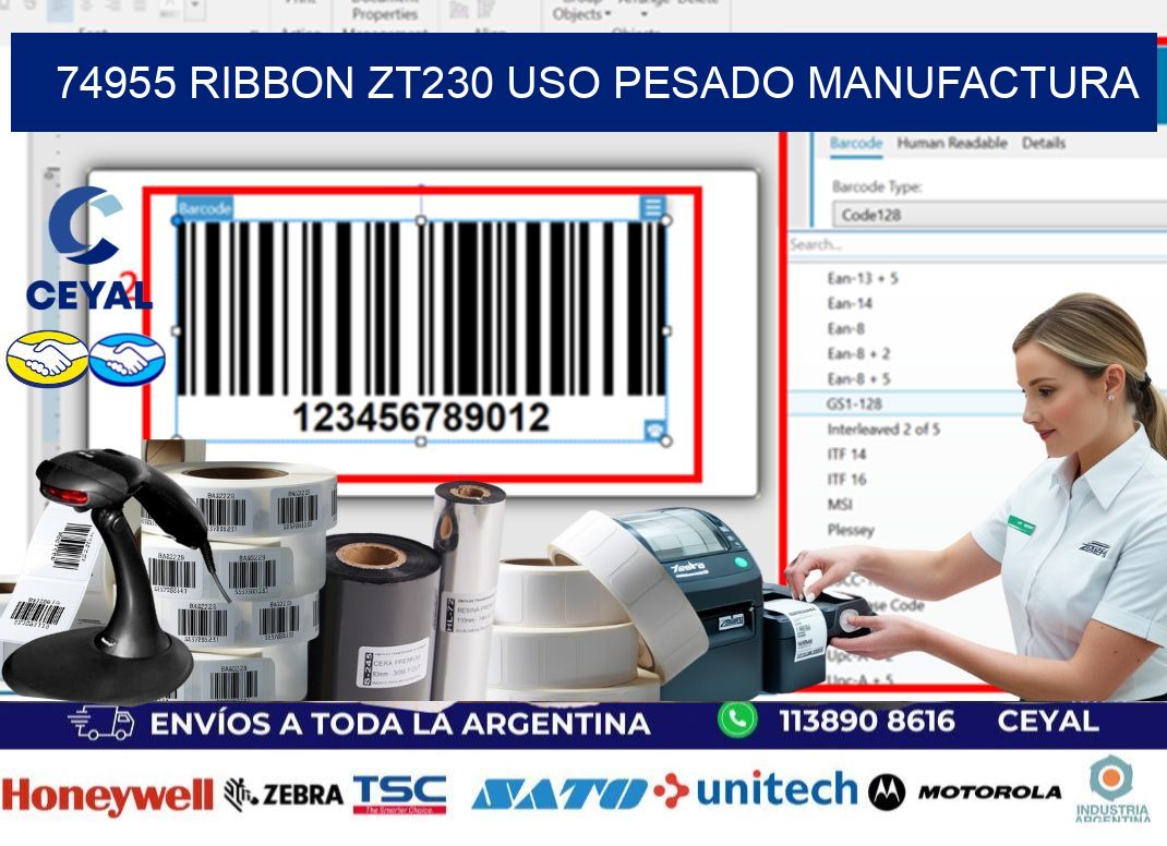 74955 ribbon zt230 uso pesado manufactura