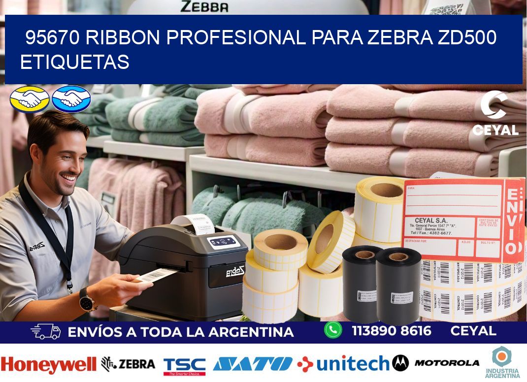 95670 ribbon profesional para zebra zd500 etiquetas