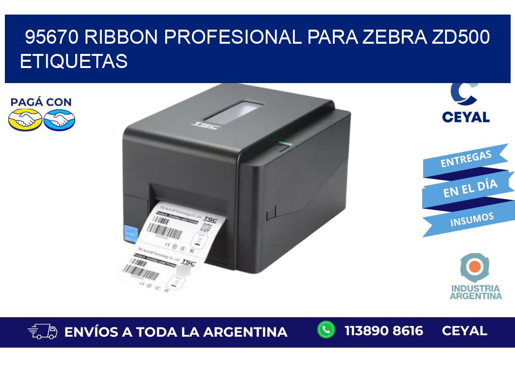 95670 ribbon profesional para zebra zd500 etiquetas