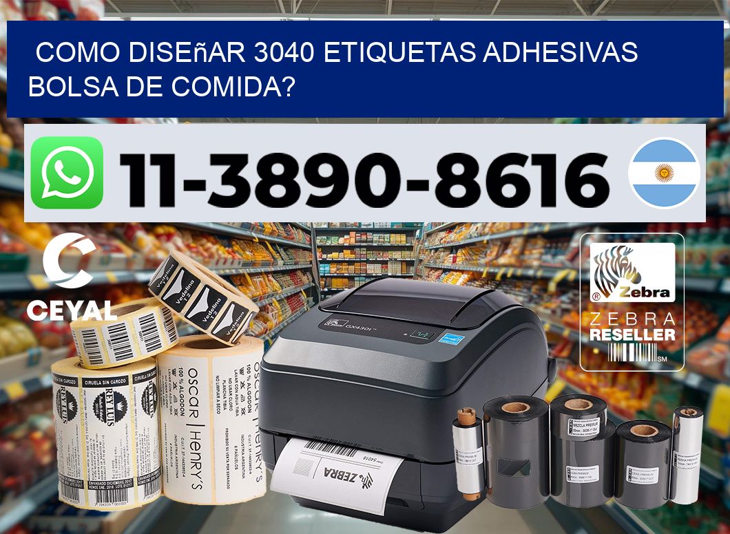 como diseñar 3040 etiquetas adhesivas bolsa de comida?