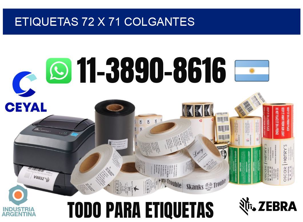 etiquetas 72 x 71 colgantes