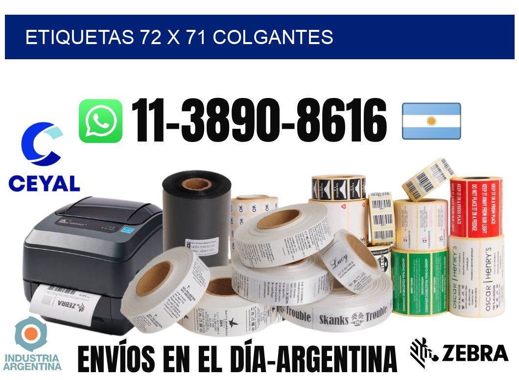 etiquetas 72 x 71 colgantes