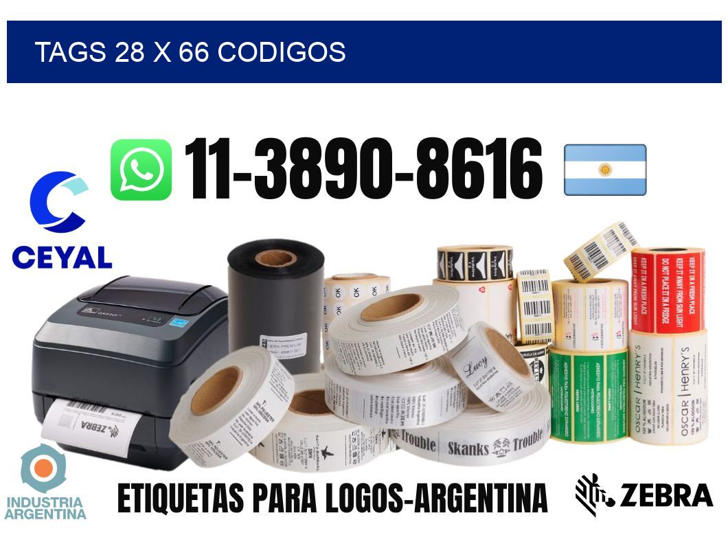 tags 28 x 66 codigos