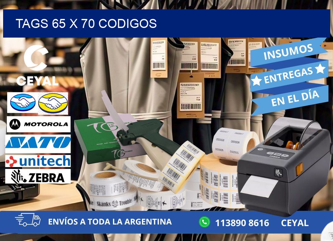 tags 65 x 70 codigos
