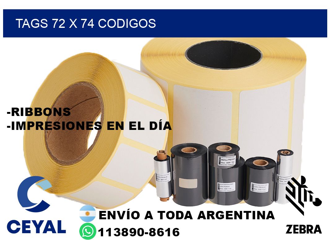 tags 72 x 74 codigos