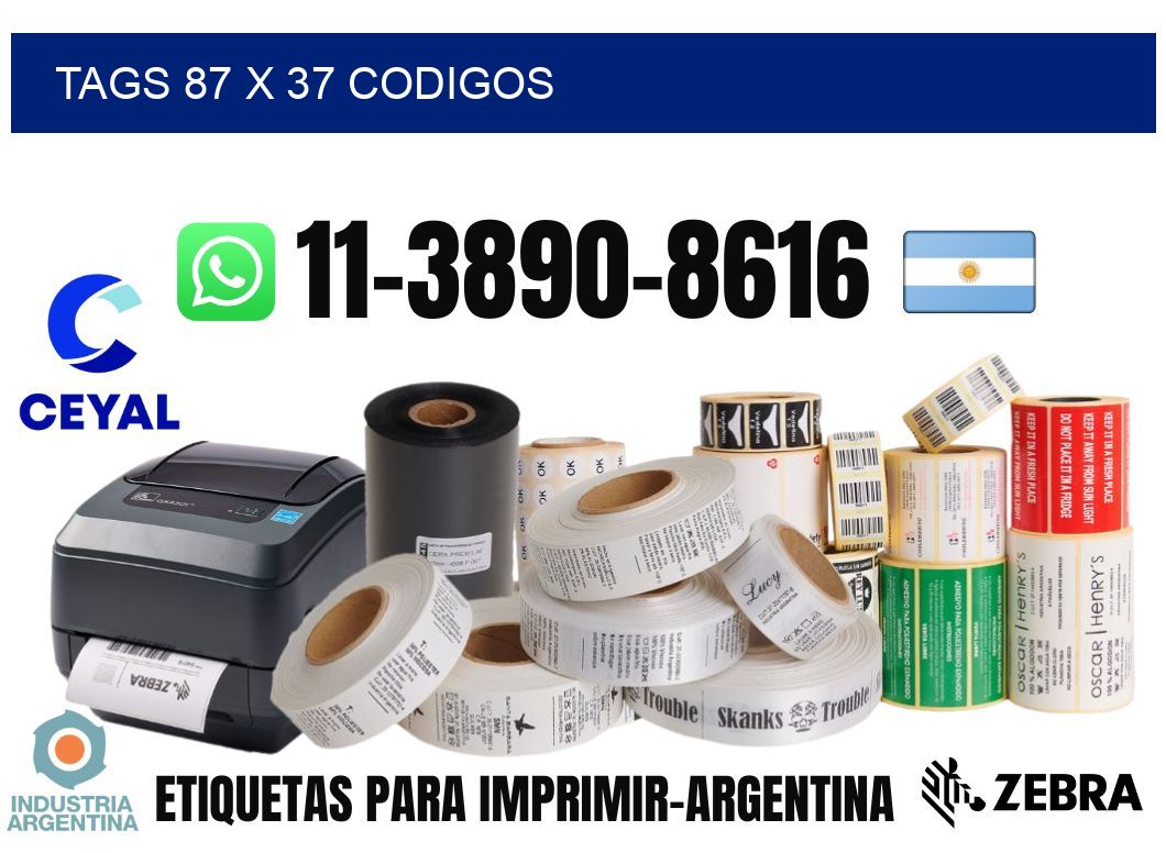 tags 87 x 37 codigos
