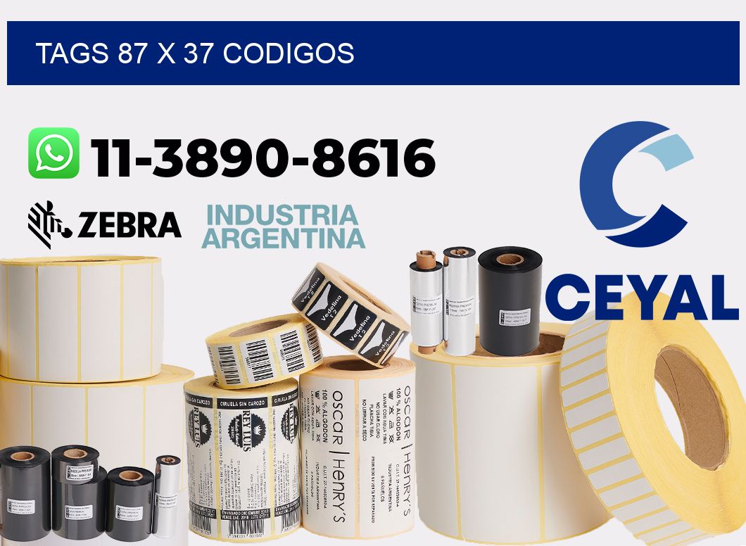 tags 87 x 37 codigos