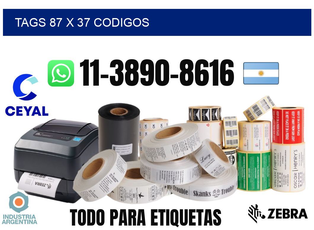 tags 87 x 37 codigos
