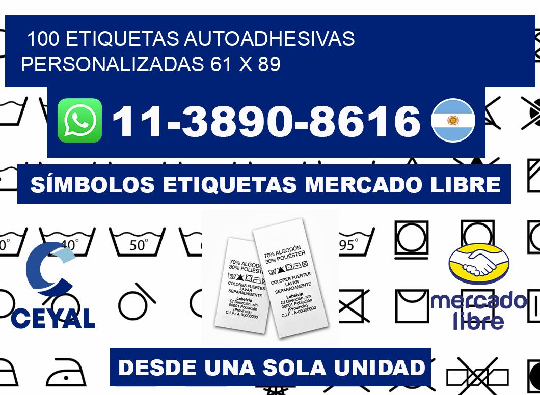 100 Etiquetas autoadhesivas personalizadas 61 x 89