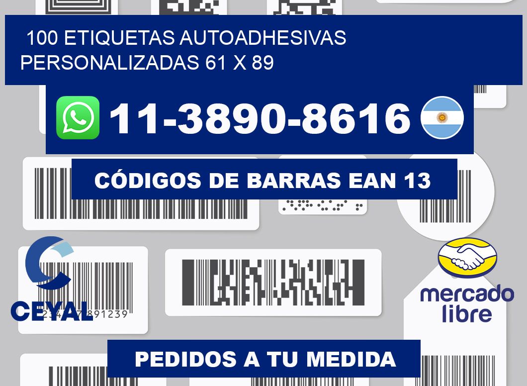 100 Etiquetas autoadhesivas personalizadas 61 x 89