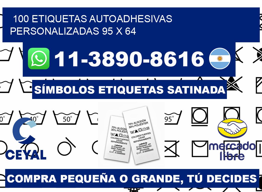 100 Etiquetas autoadhesivas personalizadas 95 x 64