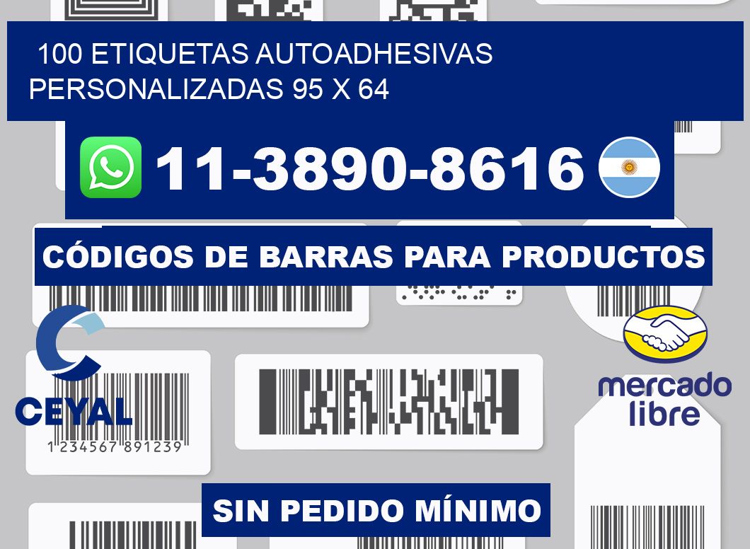 100 Etiquetas autoadhesivas personalizadas 95 x 64