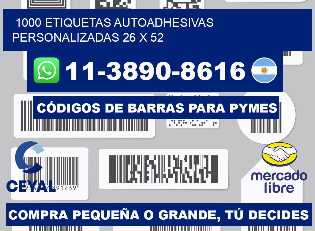 1000 Etiquetas autoadhesivas personalizadas 26 x 52