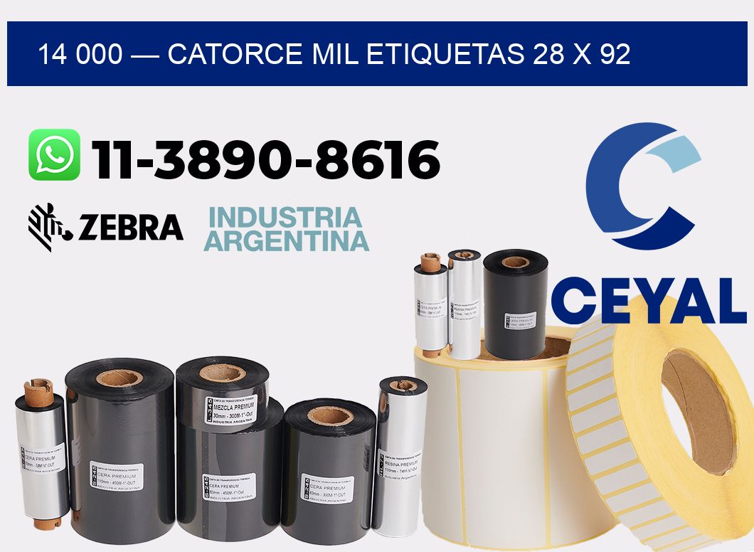 14 000 — catorce mil etiquetas 28 x 92