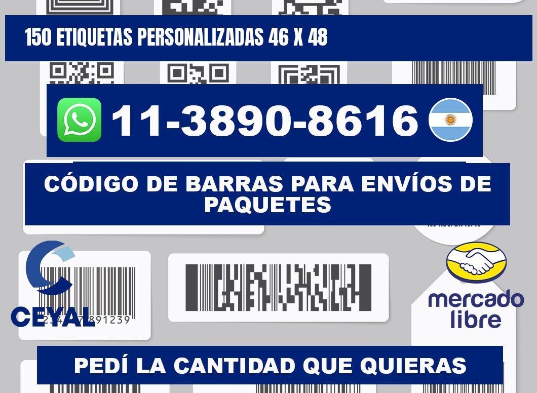 150 ETIQUETAS PERSONALIZADAS 46 x 48