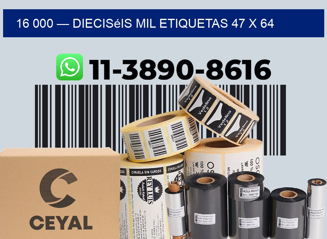 16 000 — dieciséis mil etiquetas 47 x 64