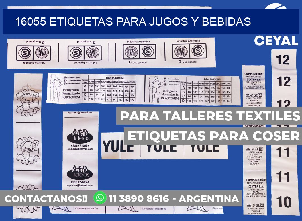16055 Etiquetas para jugos y bebidas