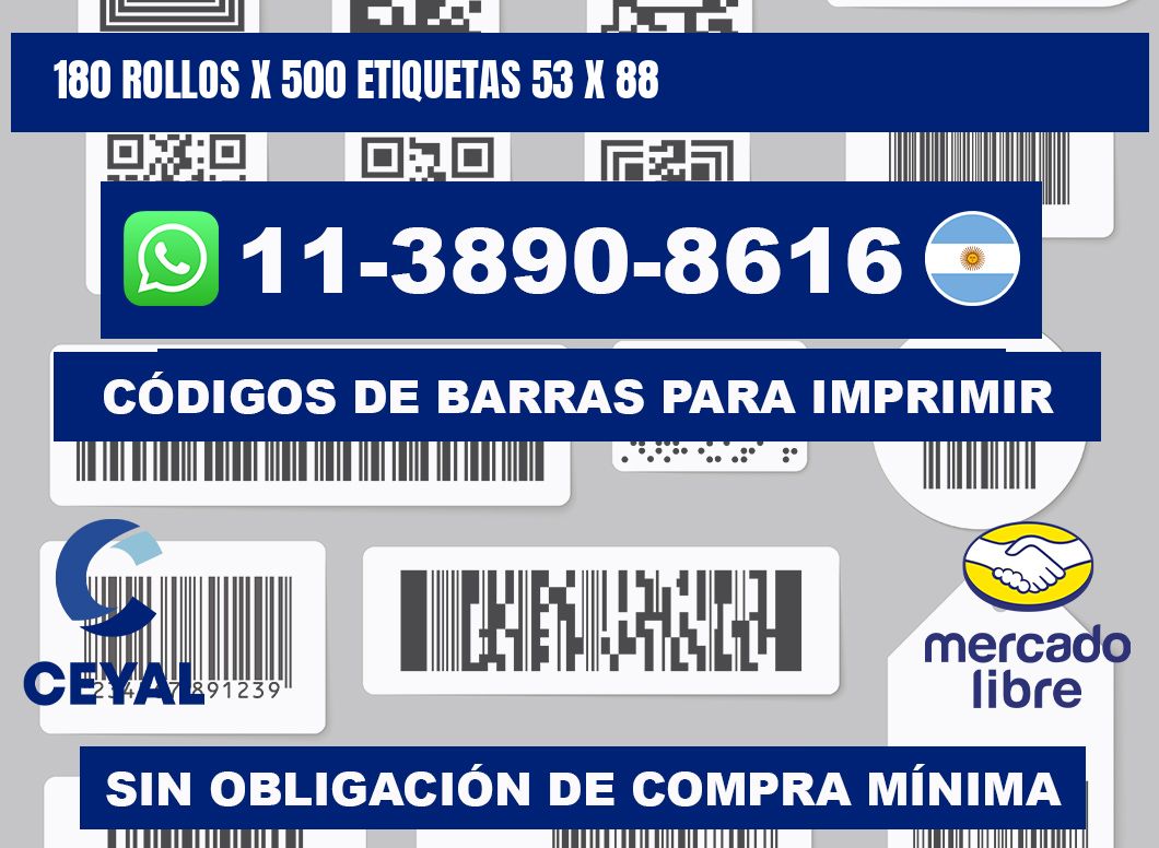 180 rollos x 500 etiquetas 53 x 88