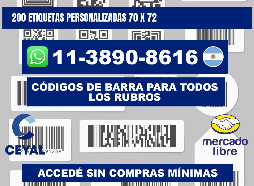 200 ETIQUETAS PERSONALIZADAS 70 x 72