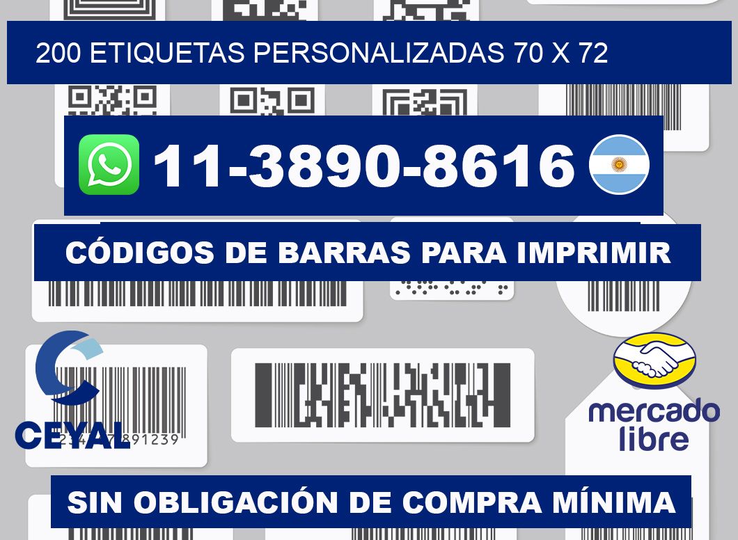 200 ETIQUETAS PERSONALIZADAS 70 x 72