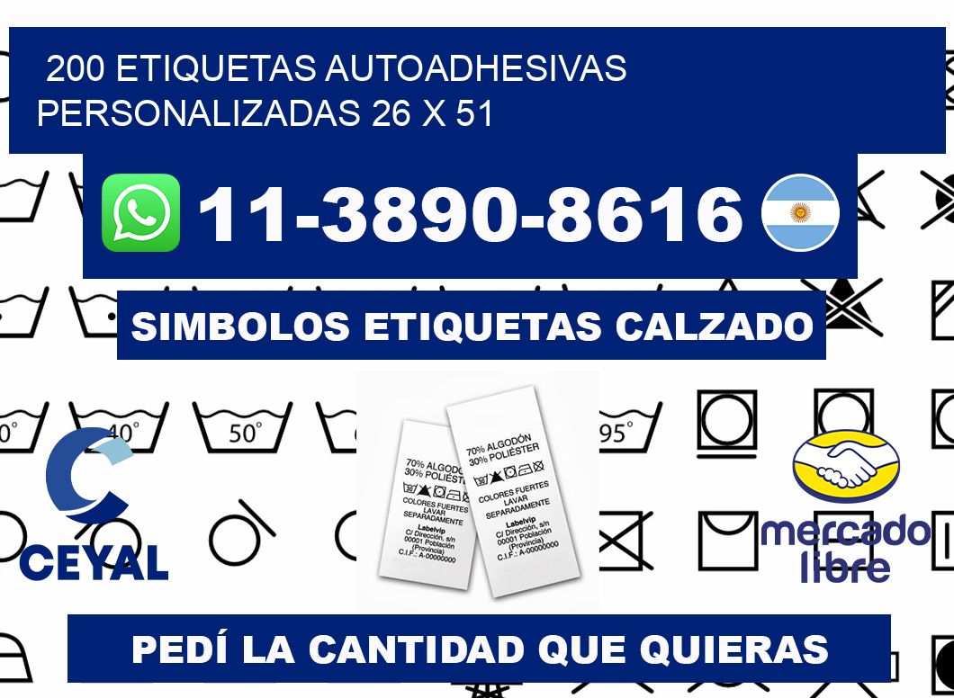 200 Etiquetas autoadhesivas personalizadas 26 x 51