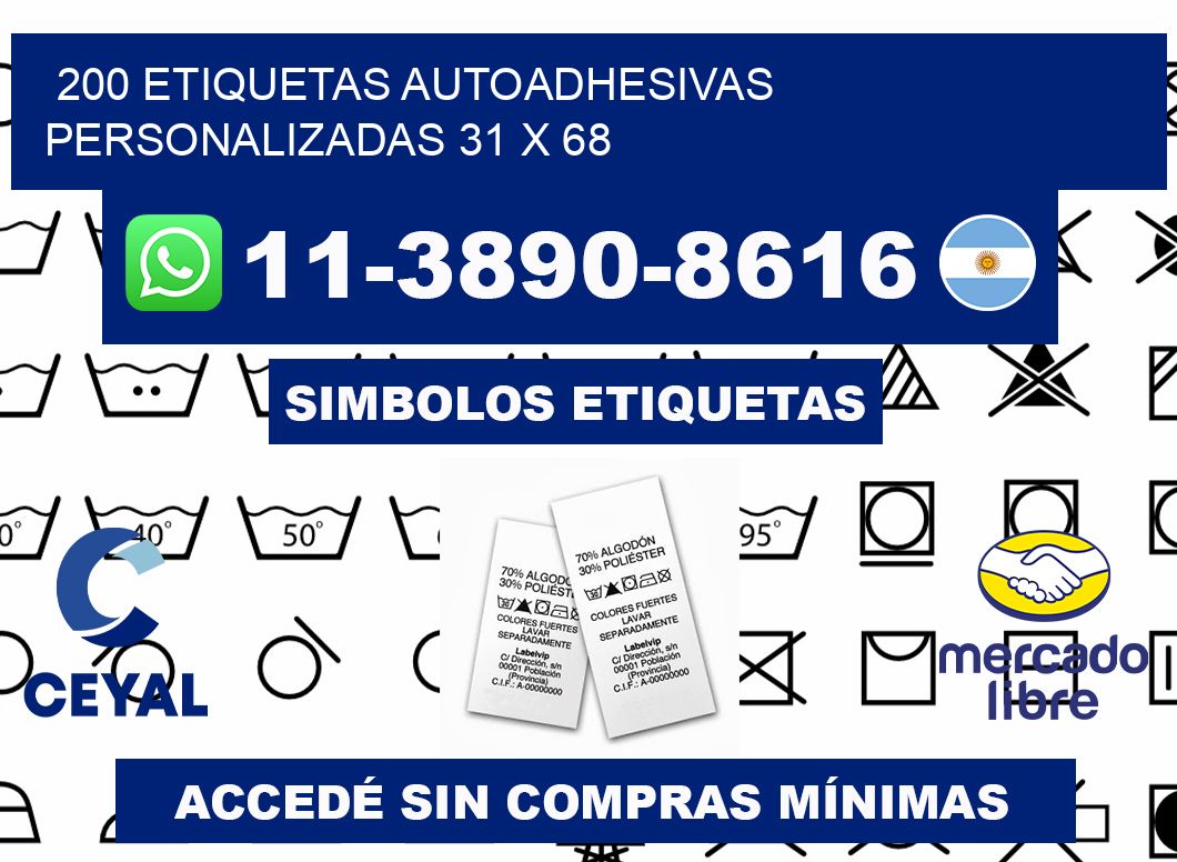 200 Etiquetas autoadhesivas personalizadas 31 x 68
