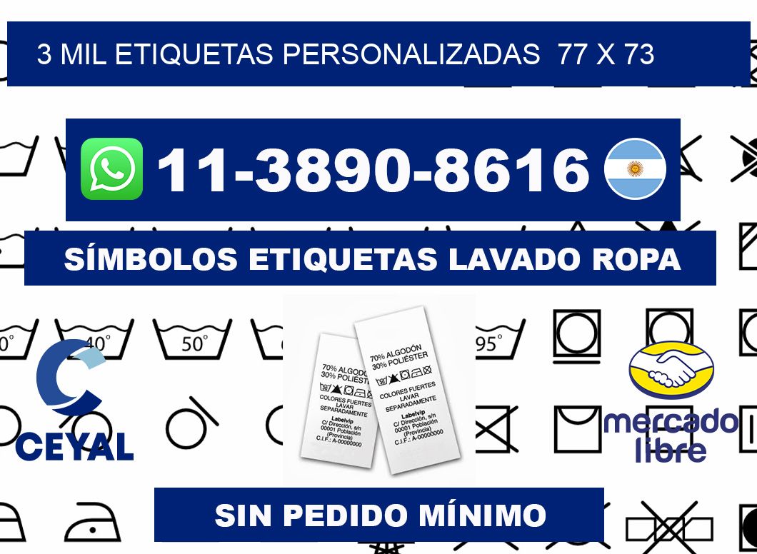 3 mil etiquetas personalizadas  77 x 73