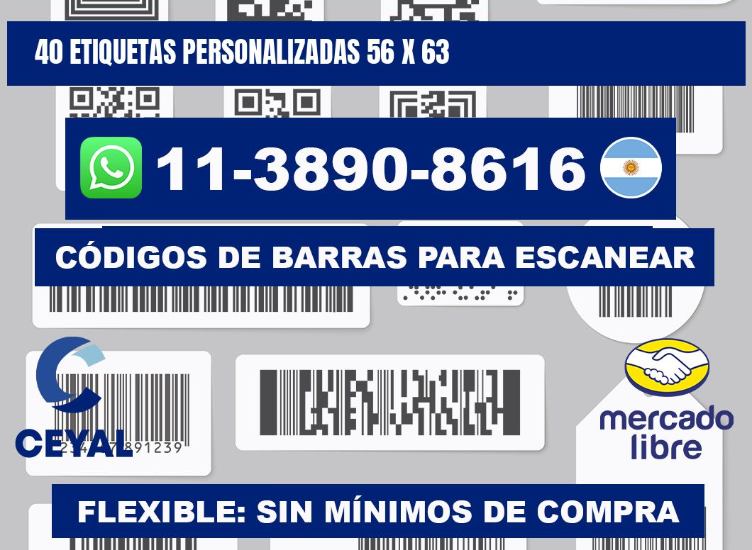 40 ETIQUETAS PERSONALIZADAS 56 x 63