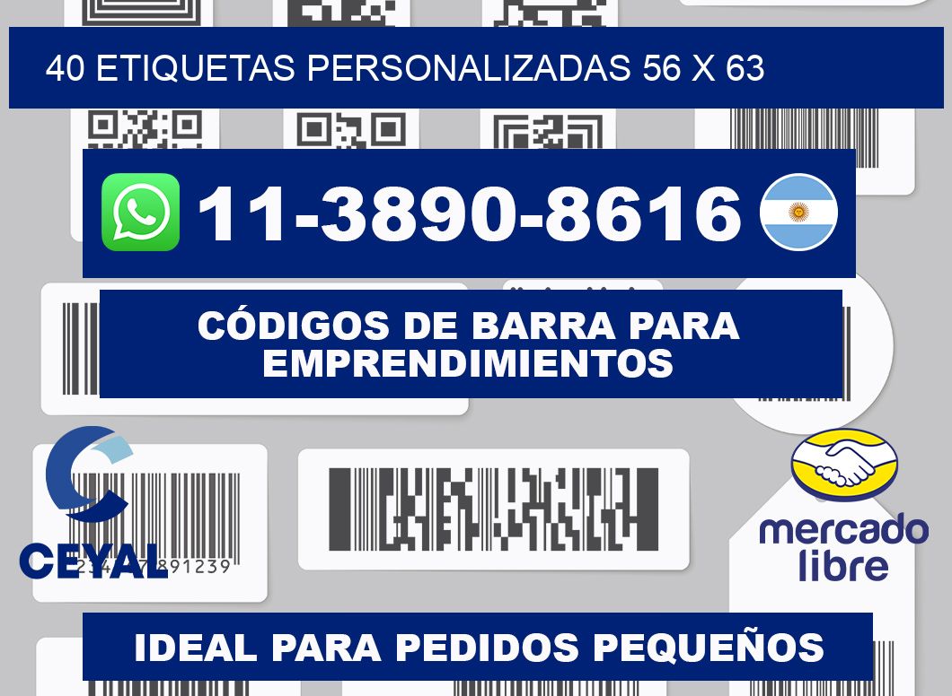 40 ETIQUETAS PERSONALIZADAS 56 x 63