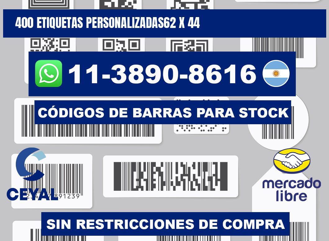 400 ETIQUETAS PERSONALIZADAS62 x 44