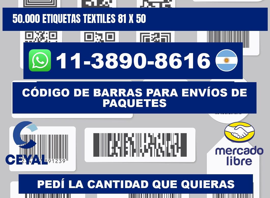 50.000 ETIQUETAS TEXTILES 81 x 50