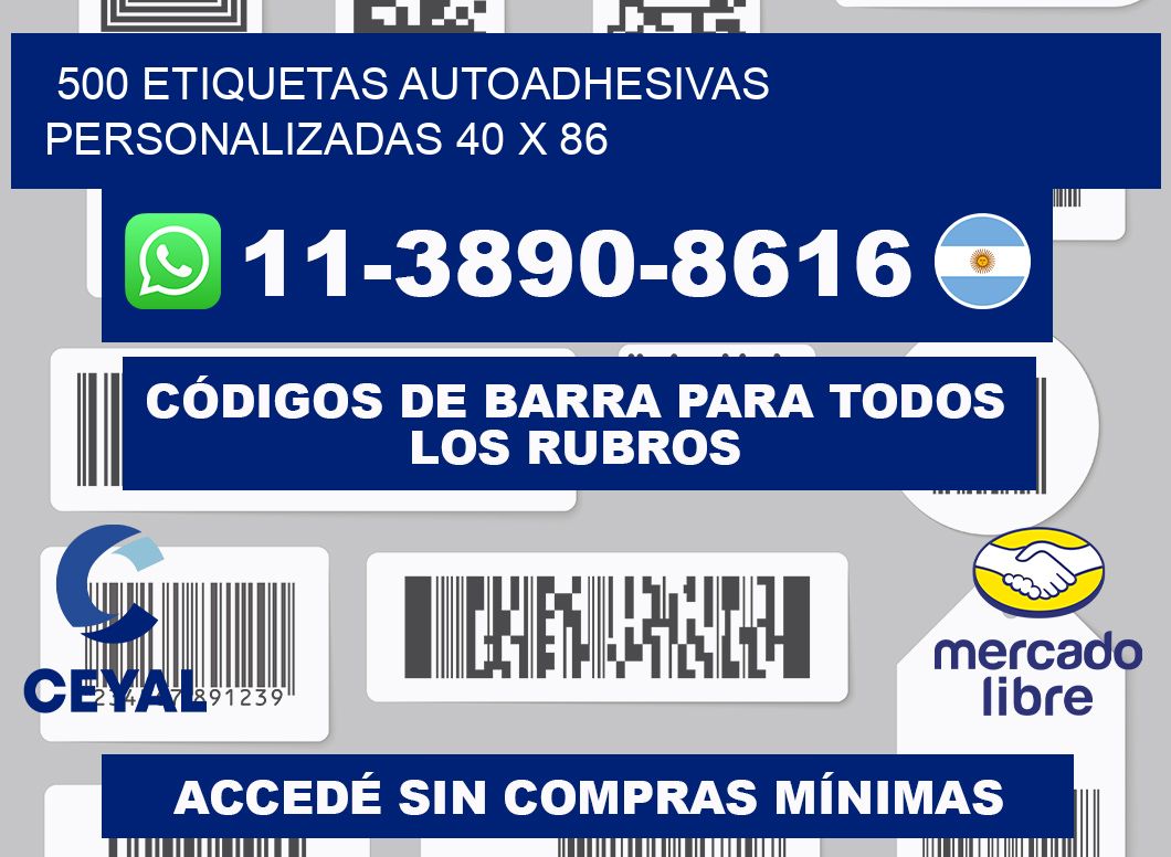 500 Etiquetas autoadhesivas personalizadas 40 x 86