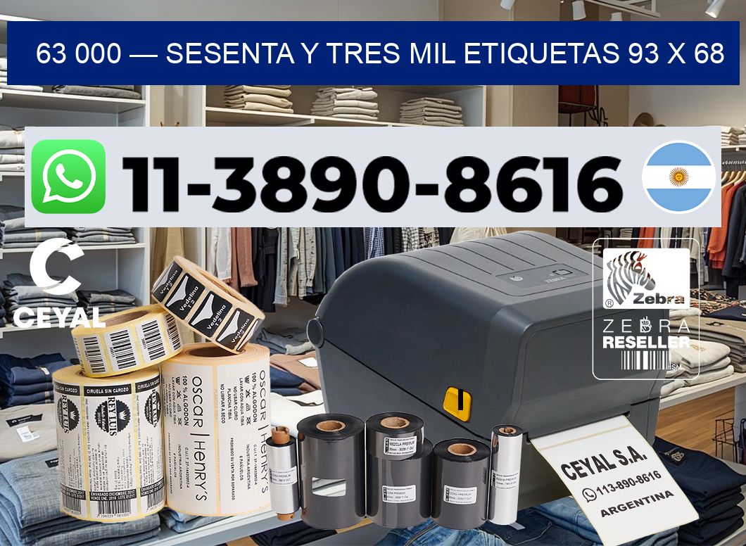 63 000 — sesenta y tres mil etiquetas 93 x 68