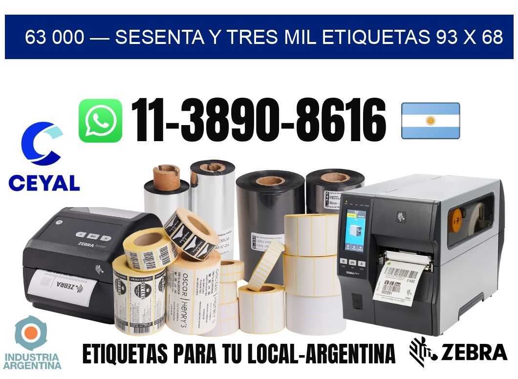 63 000 — sesenta y tres mil etiquetas 93 x 68
