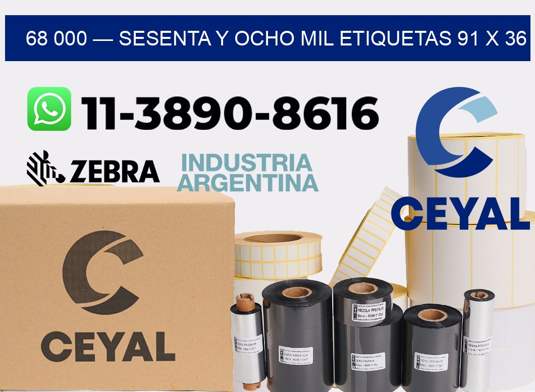 68 000 — sesenta y ocho mil etiquetas 91 x 36