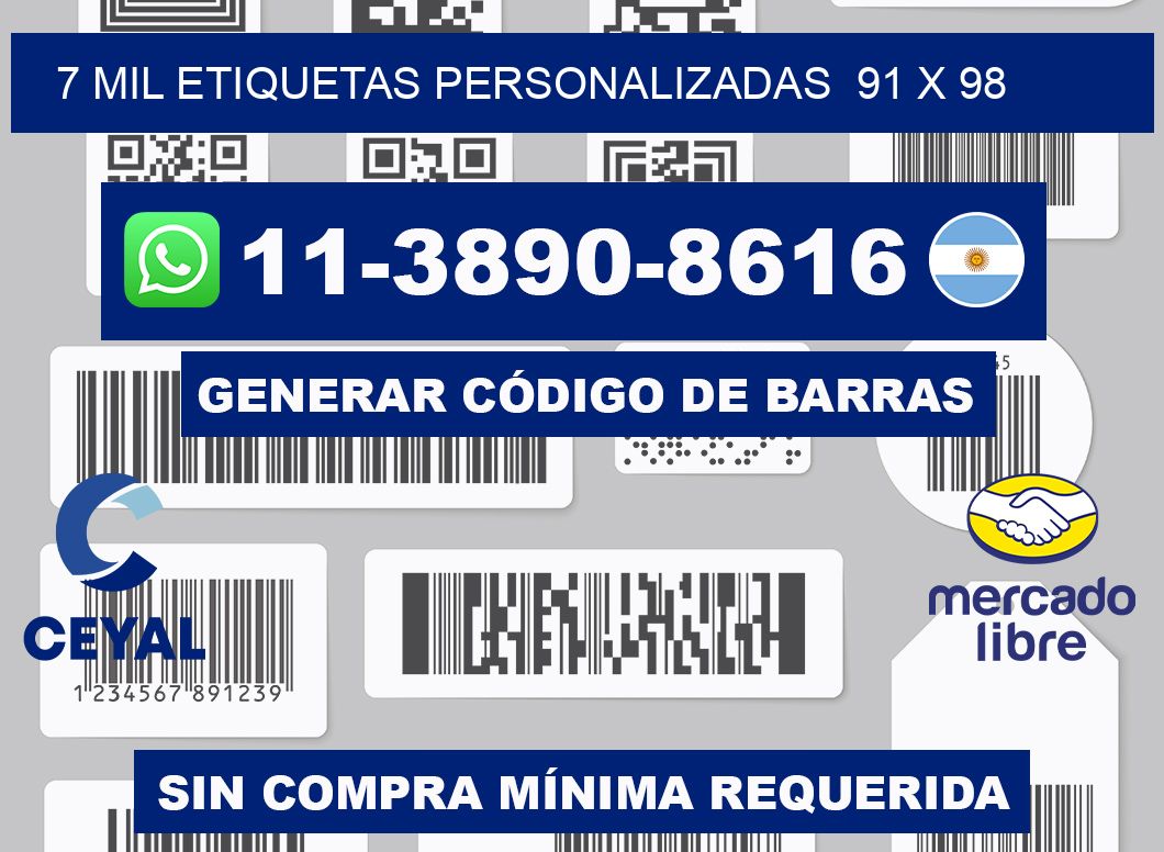 7 mil etiquetas personalizadas  91 x 98