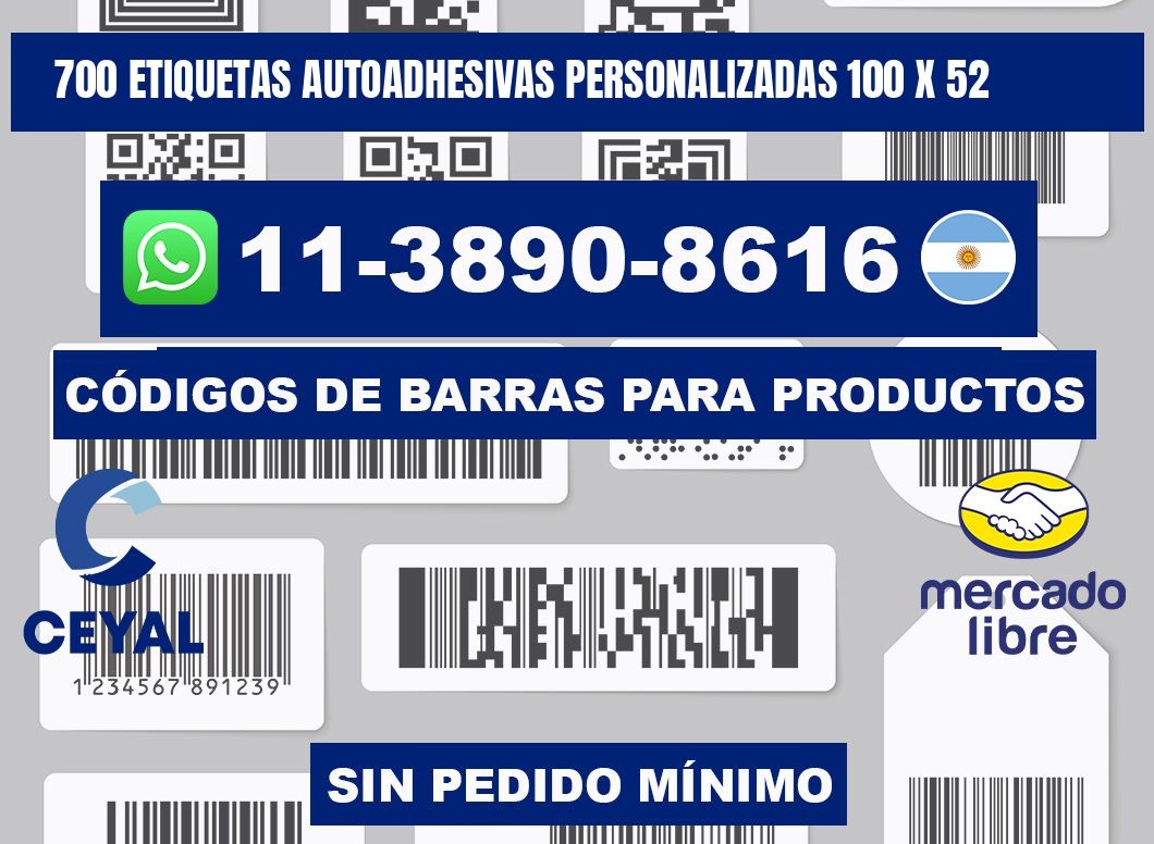 700 Etiquetas autoadhesivas personalizadas 100 x 52