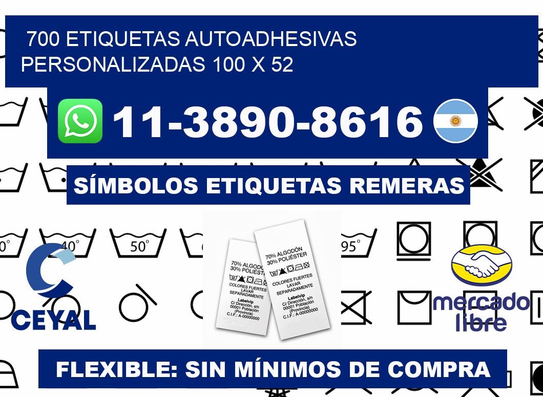 700 Etiquetas autoadhesivas personalizadas 100 x 52