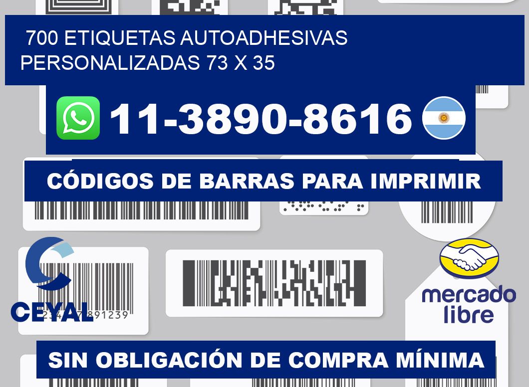 700 Etiquetas autoadhesivas personalizadas 73 x 35