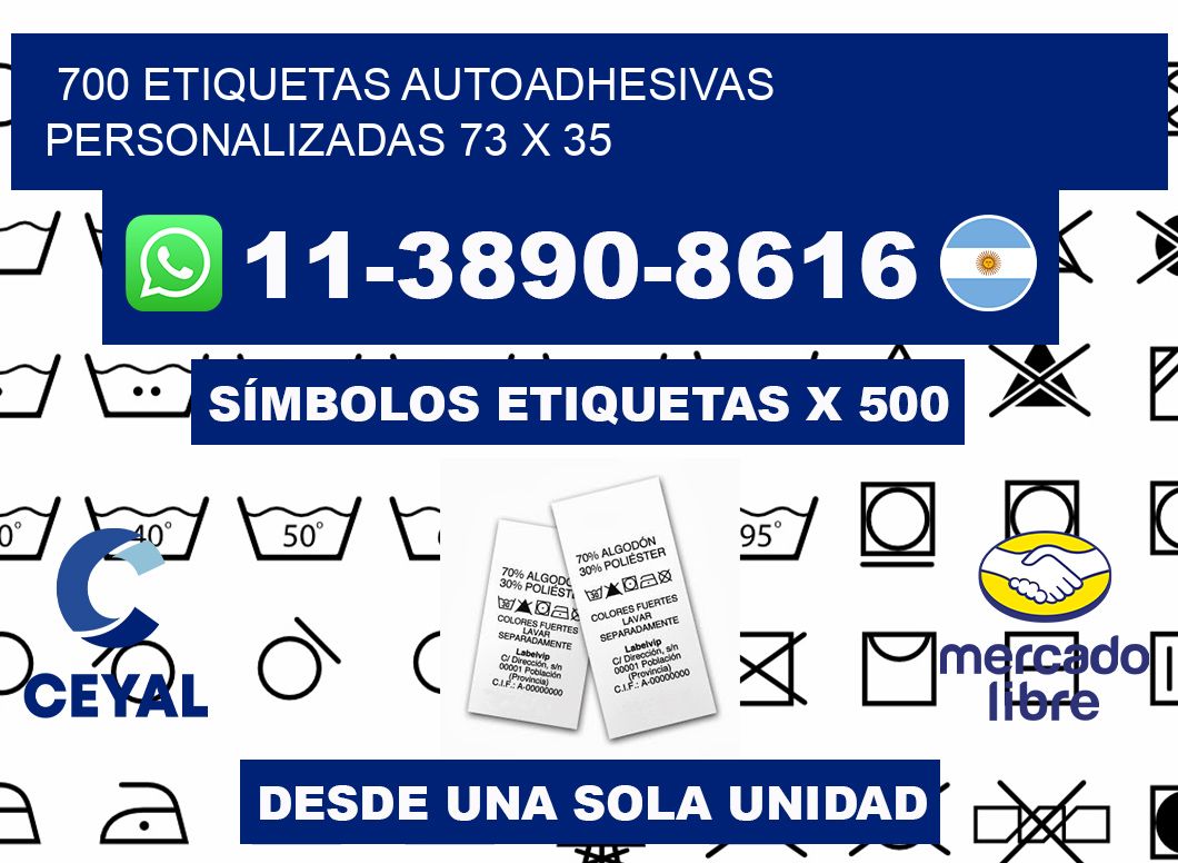 700 Etiquetas autoadhesivas personalizadas 73 x 35