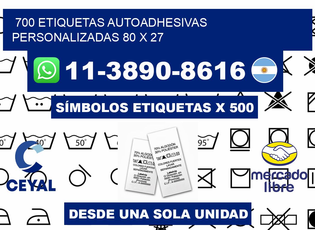 700 Etiquetas autoadhesivas personalizadas 80 x 27