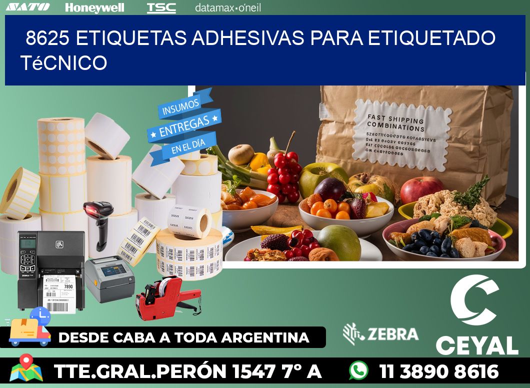 8625 Etiquetas adhesivas para etiquetado técnico