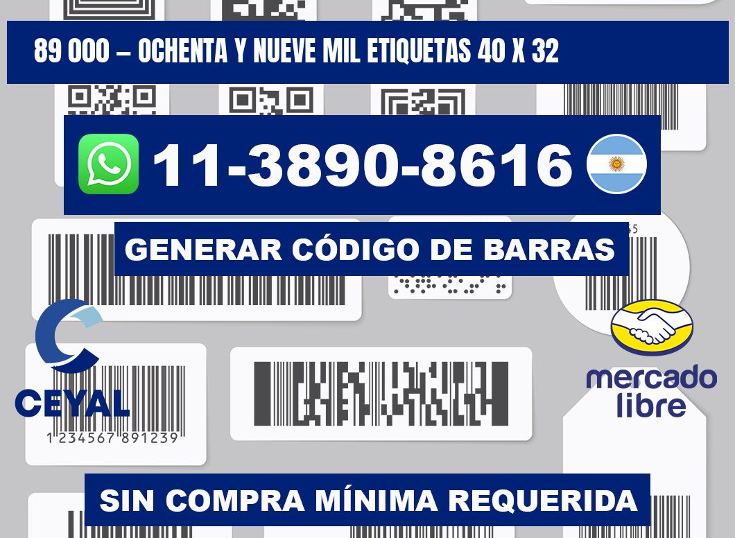 89 000 — ochenta y nueve mil etiquetas 40 x 32